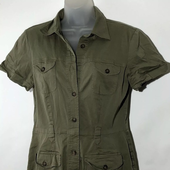 Robbie Bee Shirt Dress Military Style Army Green - Picture 4 of 8